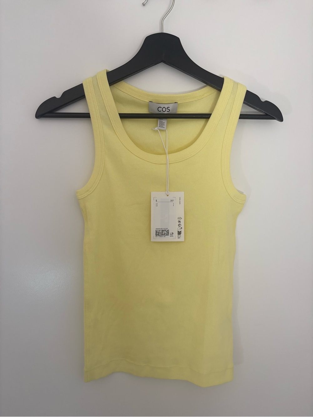 COS Ribbed Cotton Tank Top Yellow Size S NWT
